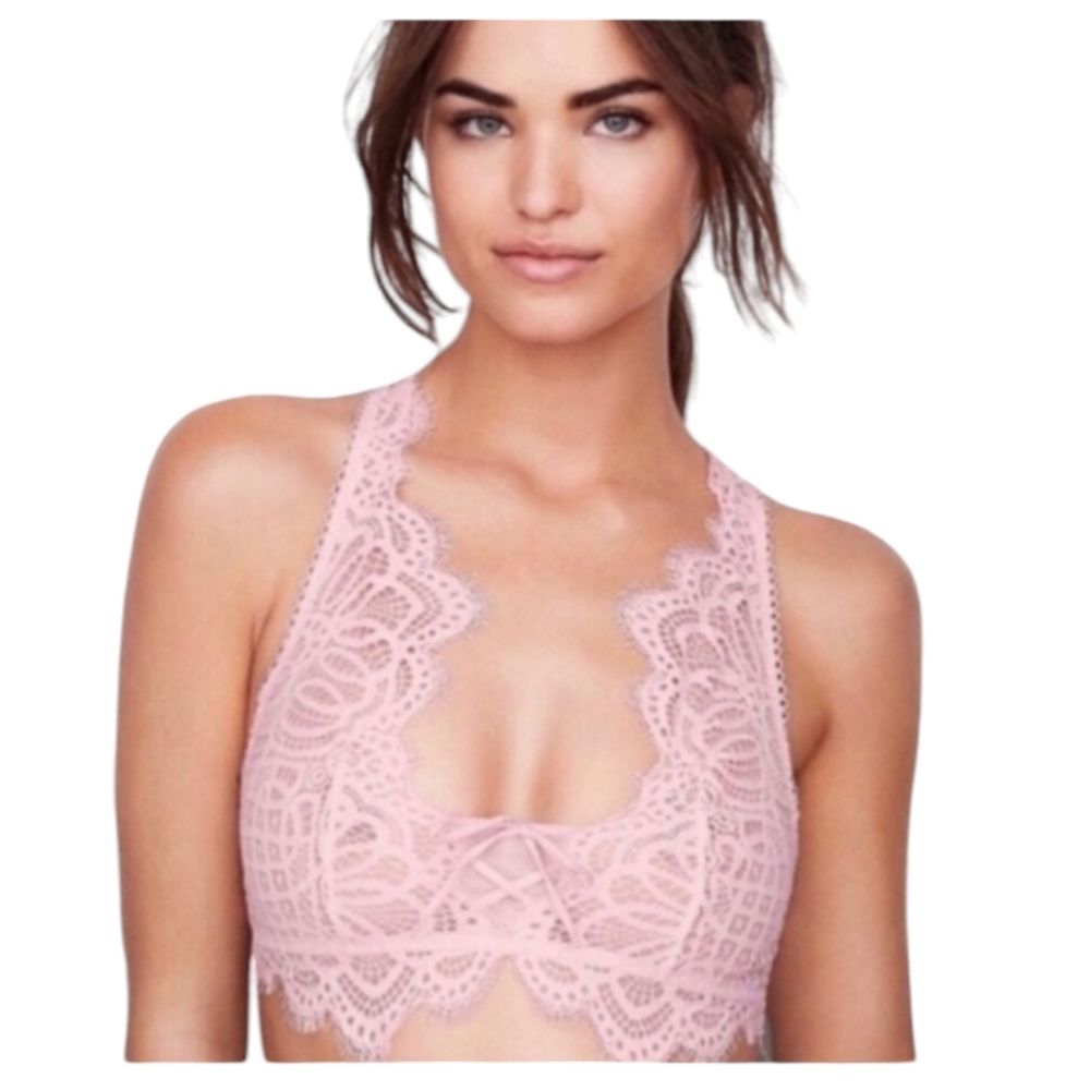 Victoria's Secret Dream Angels Bralette Pink Scalloped Lace Small